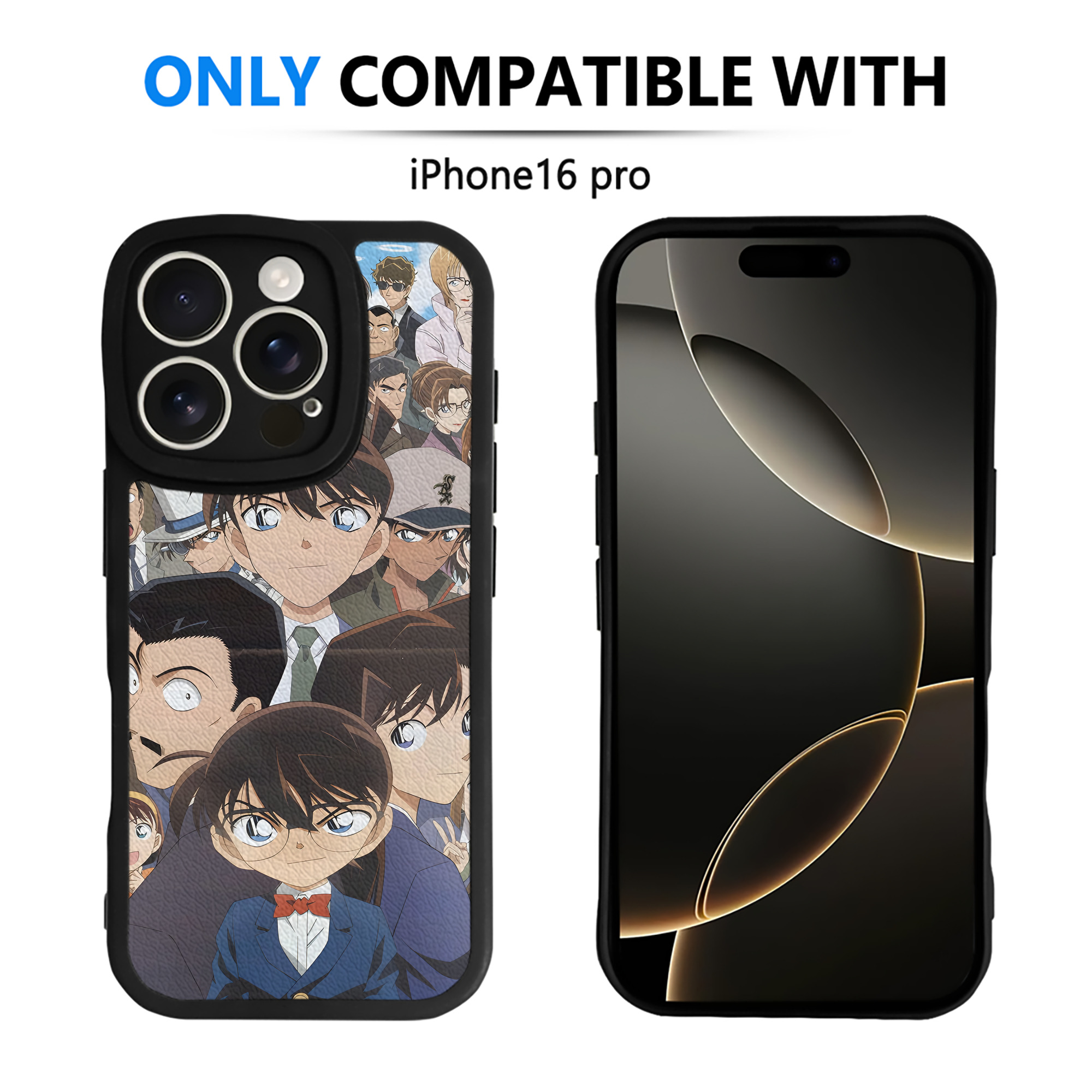 （画像用） 名探偵コナン Detective Conan 【iPhone 16シリーズ対応】シリコンスマホケース（レザー調） 材質：シリコン